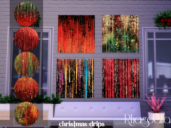 Sims 4 — Christmas Drips Paintings by Rhagdalla — Christmas Drips Paintings