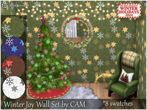 Sims 4 — Winter Joy Wall Set by coll22 — A wintry set of wallpapers for the winter holidays.