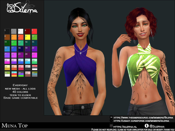 Sims 4 — Muna Top by Silerna — - Basegame compatible