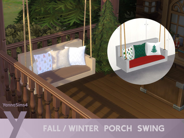 Sims 4 — YannaSims4 Fall-Winter Porch Swing Set Medium Height by YannaSims4CC — Hi! I made a cozy porch swing for my Sims