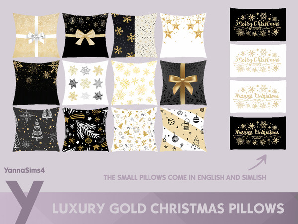 Sims 4 — Luxury Gold Christmas Pillows by YannaSims4CC — Hi! I wanted to make something decorative for the upcoming