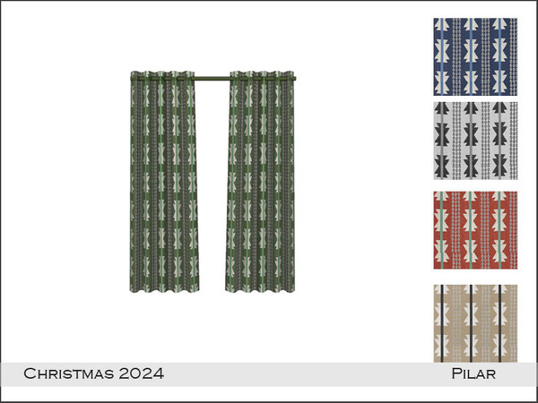 Sims 4 — Pilar Sailor Curtain Recolor by Pilar — A minimalist Christmas in neutral tones, but with the usual warmth.