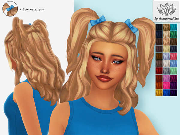 Sims 4 — (Lewbertsn00tles) Isla Hair Accessory (Hat).package by Lewbertsn00tles — A fun, double-ponytail, up-do hairstyle