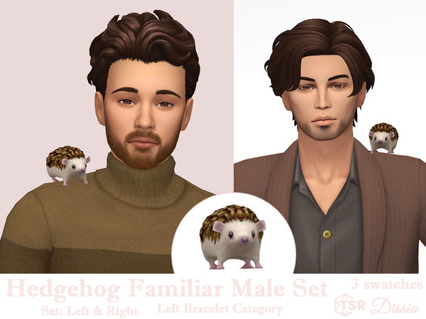 Sims 4 — Hedgehog Familiar Male (Left) by Dissia — Cute little hedgehog for male pet sitting on your sim left or right