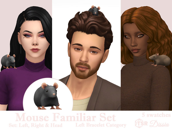 Sims 4 — Mouse Familiar (Left) by Dissia — Cute mouse familiar for right & left shoulder or head!