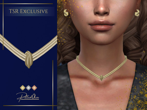 Sims 4 — Shania Necklace by Pitted0live — Multi chain necklace with hoop pendant Custom catalog image
