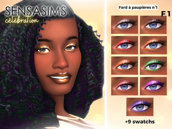 Sims 4 — celebration, glitter eyeshadow F1 by SensaSims — There is a wide variety of eyeshadows and gloss with GLITTER !
