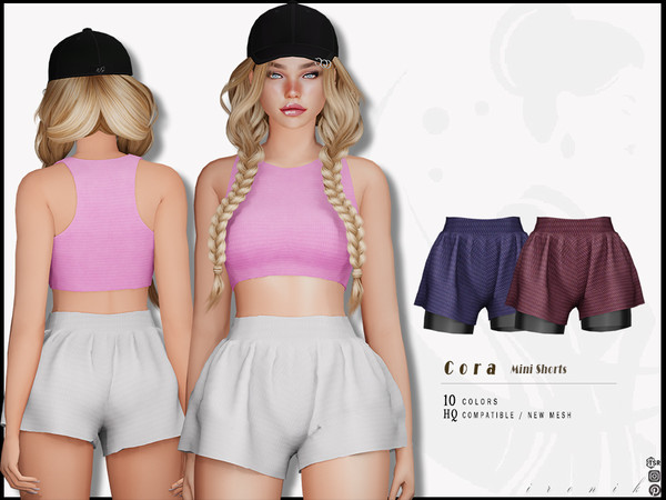 Sims 4 — Cora Set - Mini Shorts by _ironik_ — -10 Colors
