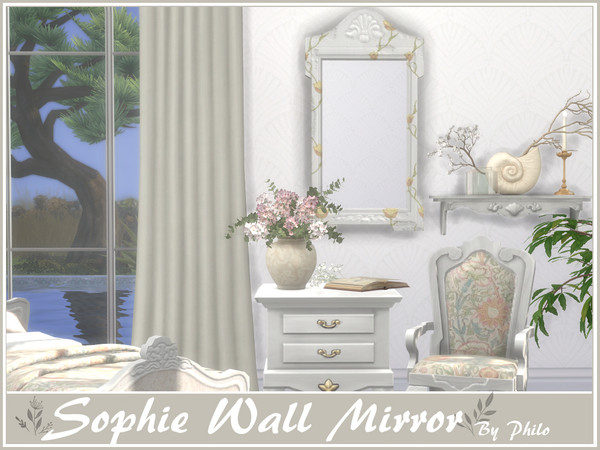 Sims 4 — Philo_Sophie Mirror by philo — With its wooden furniture and floral fabrics, this set will give your country
