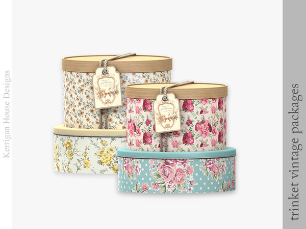 Sims 4 — Trinket Vintage Packages by kerriganhouse — A set of vintage, shabby chic clutter items.