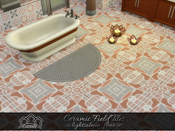 Sims 4 — Ceramic Field Tiles in lightsalmon floor1 by Emerald — Ceramic Field Tiles are perfect for any projects