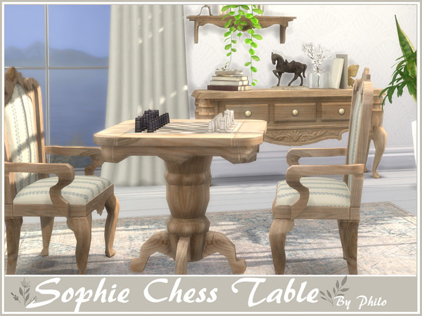 Sims 4 — Philo_Sophie Chess Table by philo — This set will give your country houses a cottagecore aesthetic: refined and