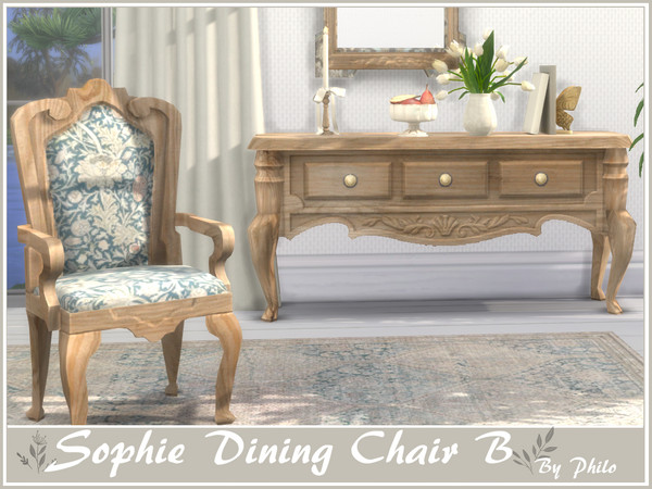 Sims 4 — Philo_Sophie Dining Chair B by philo — This set will give your country houses a cottagecore aesthetic: refined
