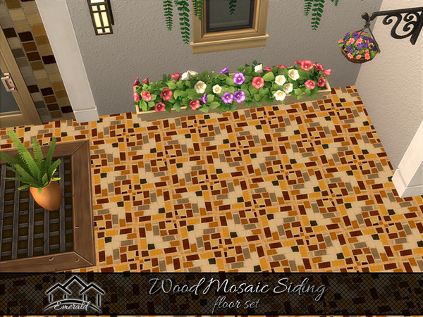 Sims 4 — Wood Mosaic siding floor1 by Emerald — Discover the unique mosaic design siding that matches your style,