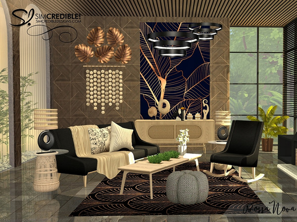 Sims 4 — Bossa Nova Living Ceiling Lamp Tall by SIMcredible! — Again we got inspired by Bossa Nova and tropical vibes!