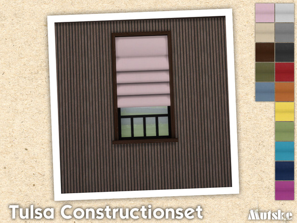 Sims 4 — Tulsa Roman Blind 1x1 by Mutske — Contains windows, shutters and curtains. Windowsills have extra slots and