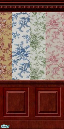 Sims 2 — Blossom Wall Collection by FluffyAuntyDi — A Beautiful set of 4 walls in 4 geat colos of blossoms.Enjoy