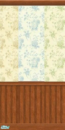 Sims 2 — Roses Wainscot Collection by FluffyAuntyDi — 3 beautiful wainscotied wall done in roses in 3 great elegant