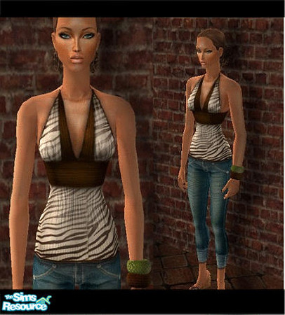 Sims 2 — Wild-thang by ayabaka123 — look good in this hand made zebra top and straight leg jeans