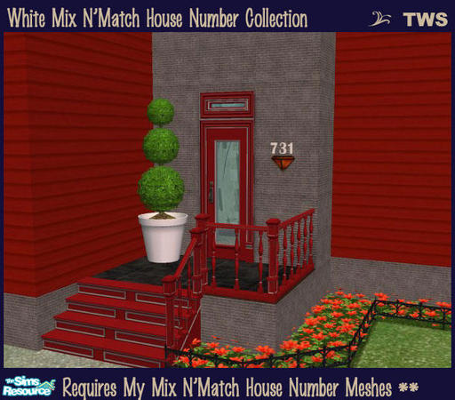Sims 2 — White House Number Collection by wildstar24 — White recolours of my Mix N'Match House Number collection.