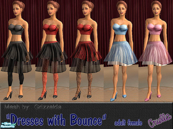 Sims 2 — am_BounceFormals by Cruella — Cute 2pc. dresses that bounce with fashion and fun. Mesh by Grizzelda.
