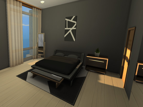 Sims 4 — NOTES Modern Bed by TheRealNotes — Use this pack to achieve a more minimalist and modern atmosphere in your