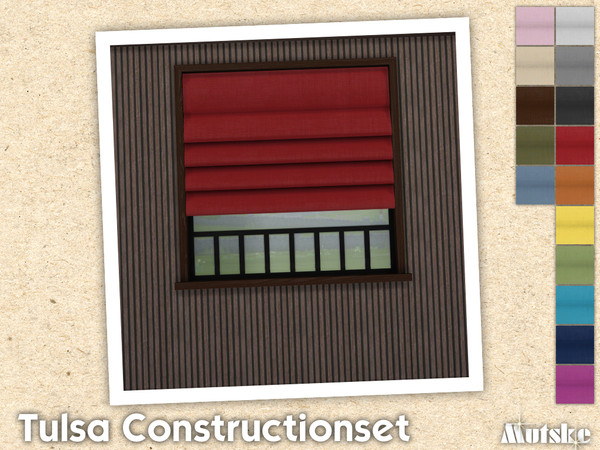 Sims 4 — Tulsa Roman Blind 2x1 by Mutske — Contains windows, shutters and curtains. Windowsills have extra slots and