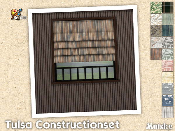 Sims 4 — Tulsa Roman Blind 2x1 by Mutske — Contains windows, shutters and curtains. Windowsills have extra slots and