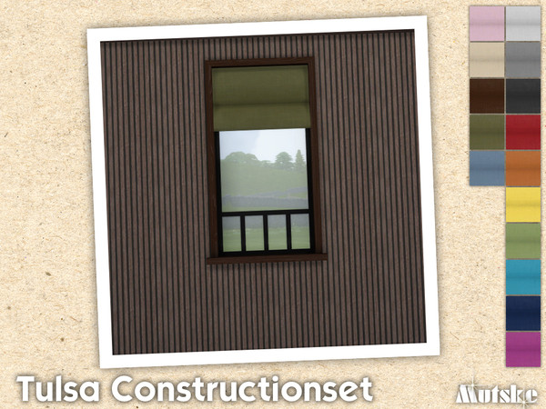 Sims 4 — Tulsa Roman Blind Short 1x1 by Mutske — Contains windows, shutters and curtains. Windowsills have extra slots