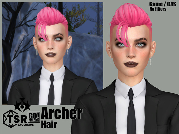 Sims 4 — GOAmazons_ArcherHairMale.package by GoAmazons — Short straight hair mohawk hairstyle combed on the back.