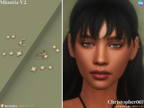 Sims 4 — Minutia Earrings V2 by christopher0672 — This is a starstruck set of diamond star charm stud earrings with a