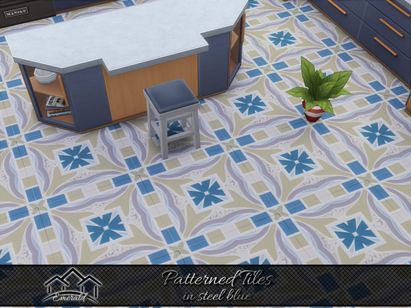 Sims 4 — Patterned Tiles in steel blue2 by Emerald — Patterned design tile can help your home come to life.