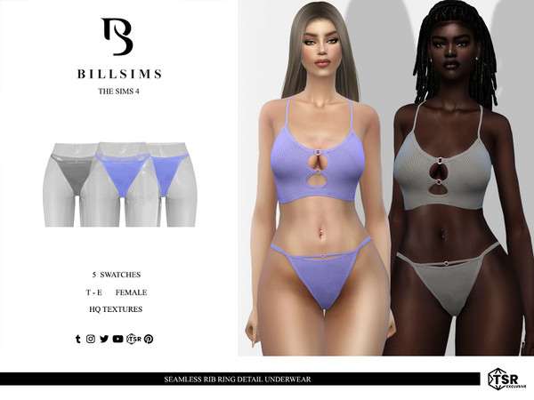 Sims 4 — Seamless Rib Ring Detail Underwear by Bill_Sims — Those knickers feature a seamless rib material with O ring