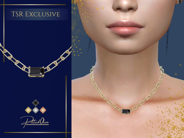 Sims 4 — Onyx Necklace by Pitted0live — Chain necklace with an onyx gemstone Custom catalog image