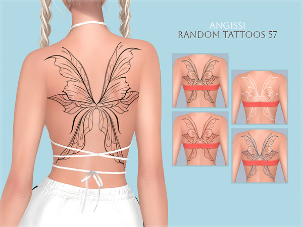Sims 4 — Random tattoos 57 by ANGISSI — PREVIEWS MADE USING HQ MOD HQ compatible