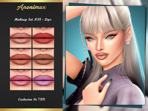 Sims 4 — Makeup Set N38 - Lips by Anonimux_Simmer — - 6 Swatches