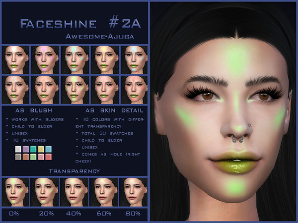 Sims 4 — faceshine_2A_skindetail_awesome-ajuga.package by Awesome-ajuga — - comes as blush & skin detail - 10