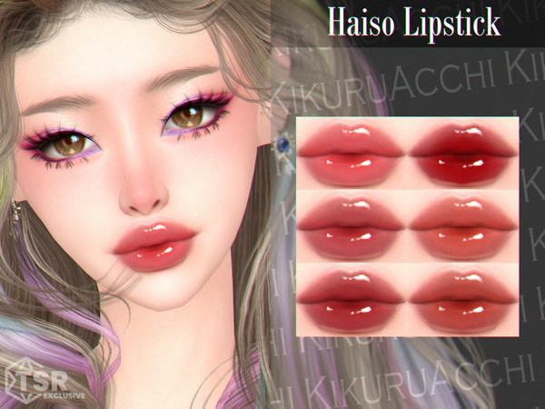 Sims 4 — Haiso Lipstick by Kikuruacchi — - It is suitable for Female and Male. ( Teen to Elder ) - 6 swatches - HQ