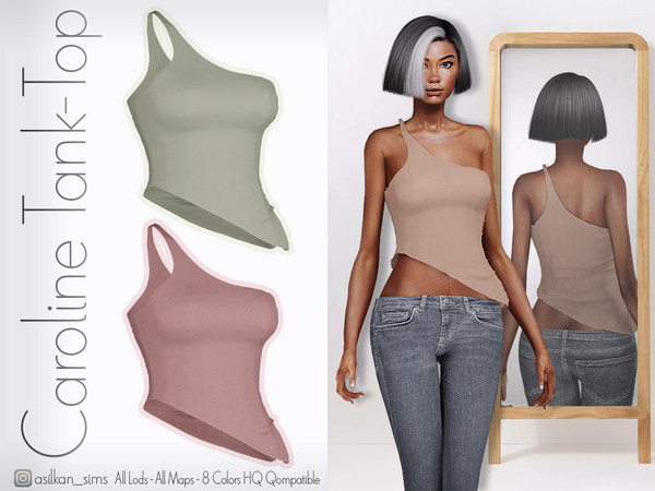 Sims 4 — Caroline Tank Top - ACN 553 by Asilkan — - 8 Colors