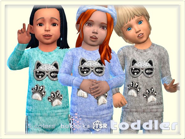 Sims 4 — Sweater Kitten by bukovka — Sweater for toddlers of both sexes: boys and girls in 5 coloring options. All cards