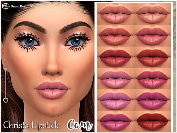 Sims 4 — Christa Lipstick by coll22 — A pouty, matte lipstick in 12 shades.