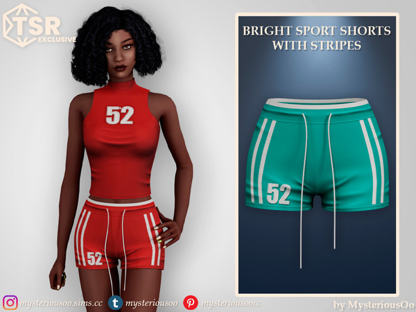 Sims 4 — Bright sport shorts with stripes by MysteriousOo — Bright sport shorts with stripes in 9 colors