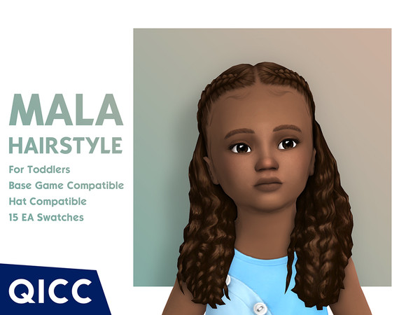 Sims 4 — Mala Hair by qicc — A curly hairstyle with a braided updo. - Maxis Match