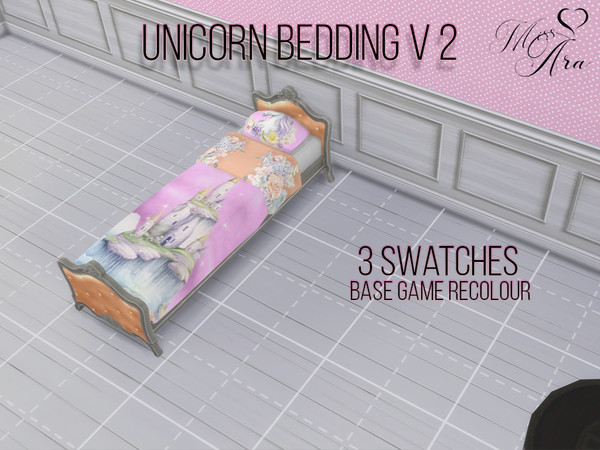 Sims 4 — Unicorn Bedding V2 by cocreatex — Add a touch of whimsy and wonder to any kids bedroom, these sets are vibrant
