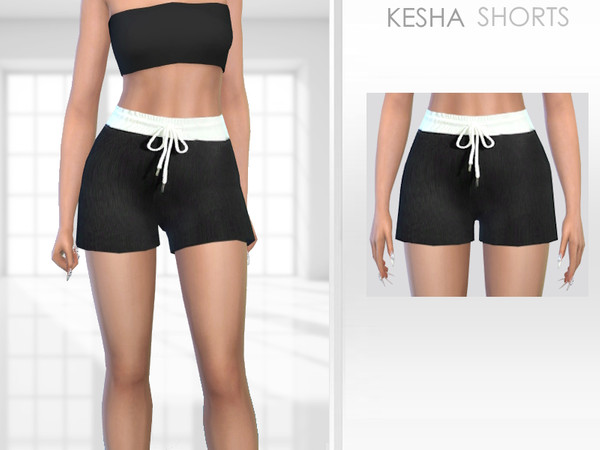 Sims 4 — Kesha Shorts by Puresim — Black and white shorts for female sims.