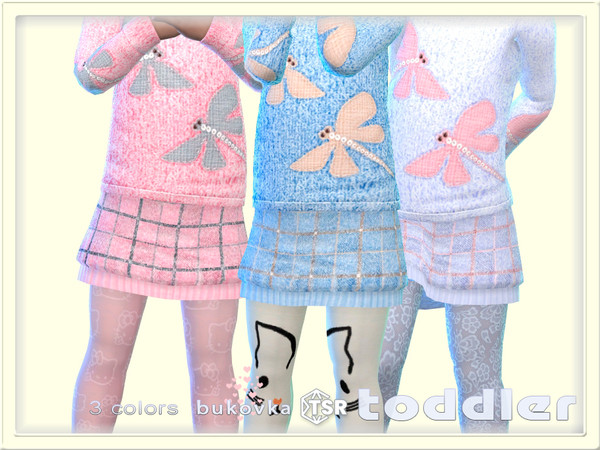 Sims 4 — Skirt Dragonfly by bukovka — Skirt for toddlers only girls in 3 coloring options. All cards have been changed,