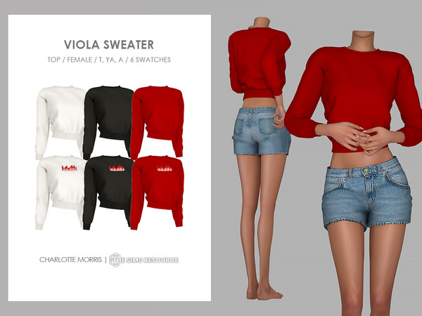 Sims 4 — Viola Sweater by Charlotte_Morris — 6 swatches