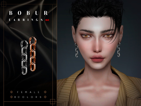 Sims 4 — Chain Earrings by Bobur2 — Chain earrings with two texture options for female 8 colors I hope you like it