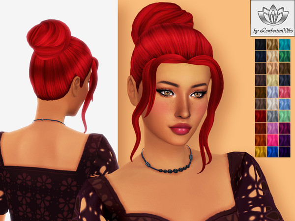 Sims 4 — Bethany Hair by Lewbertsn00tles — An effortless bun with delicate, face-framing strands. Maxis Match