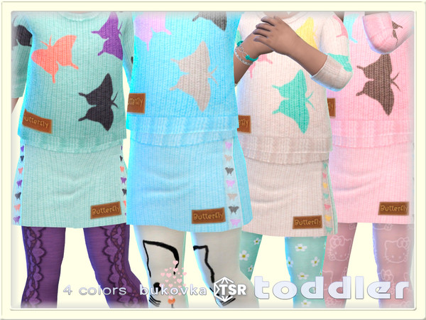 Sims 4 — Skirt Butterfly by bukovka — Skirt for toddlers only girls in 4 coloring options. All cards have been changed,